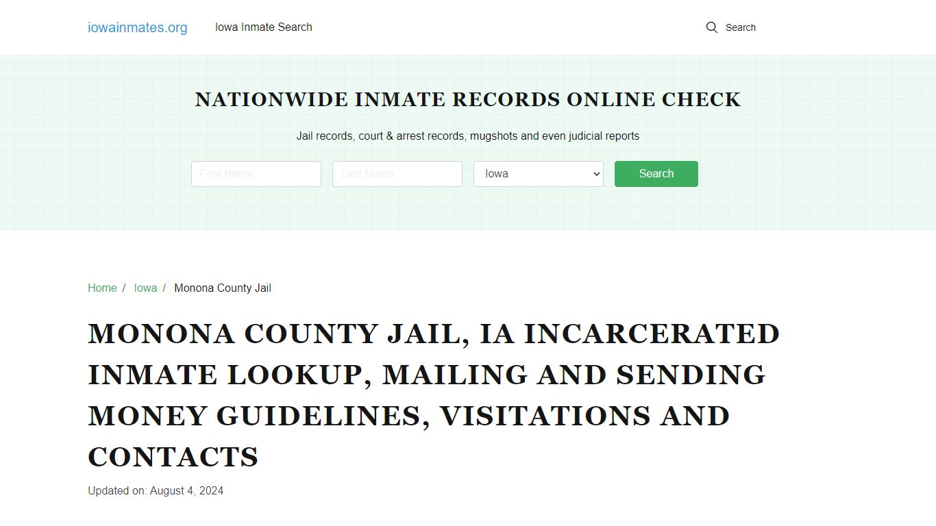 Monona County Jail, IA: Find an Inmate, Visitation & Contact Info