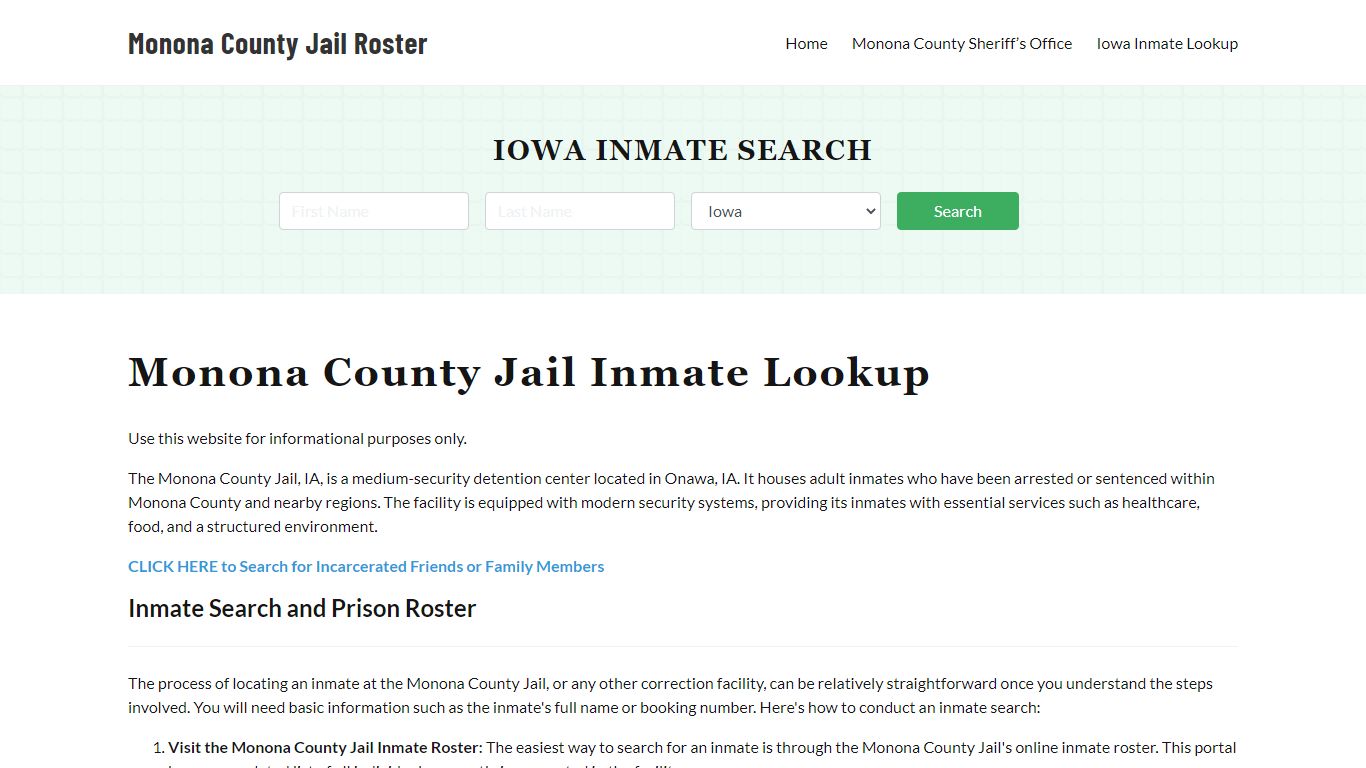 Monona County Jail Roster Lookup, IA, Inmate Search