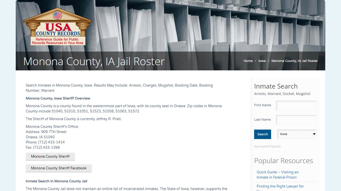 Monona County, IA Jail Roster | Name Search